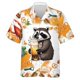thumbnail image 2 of Camisas con estampado 3D de animales lindos y gráficos de mapache kawaii para hombres, camisas de playa, blusas casuales de manga corta con solapa y botones para vacaciones, 2 of 5