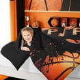 thumbnail image 4 of Homewish Initial P Letter Full Size Comforter Sets for Kids, Cartoon Basketball Sport Bedding Comforter Set, Black Orange, Black Reversible, 3-Piece, 4 of 7