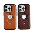 thumbnail image 7 of Magnetic Case for iPhone 15 Pro Max Ring Holder Bracket Cover, PU Leather Slim Case Compatible with MagSafe Wireless Charging, TPU Bumper Shockproof Non-Slip Case for iPhone 15 Pro Max, Coffee, 7 of 7