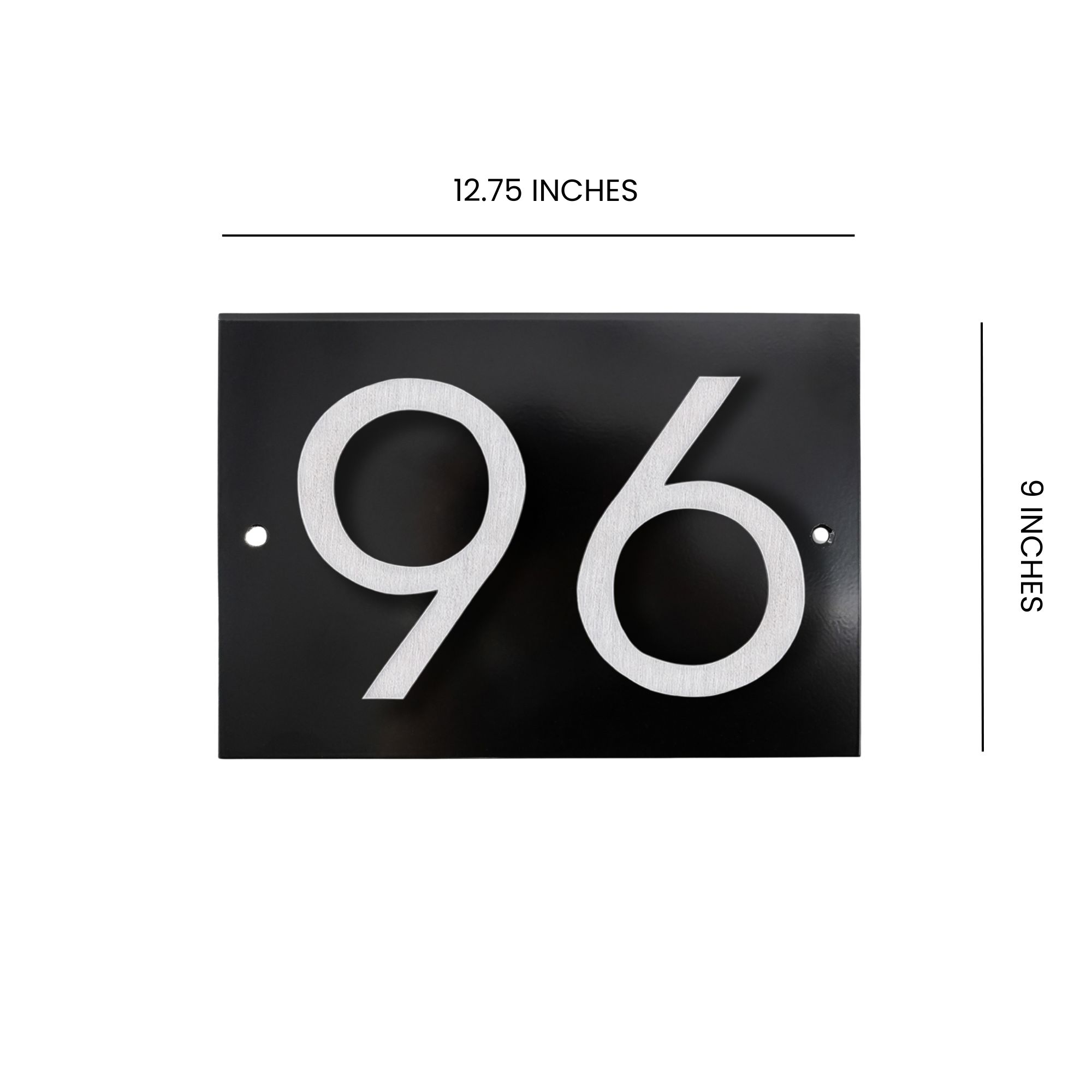 Floating Modern 6" Number Horizontal Address Plaque (2 characters) - Black/Brushed Aluminum