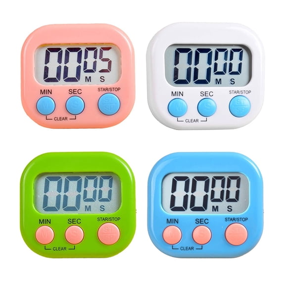 4 PCS Multifunctional Electronic Kitchen Timer Stopwatch Count up Down Large Screen