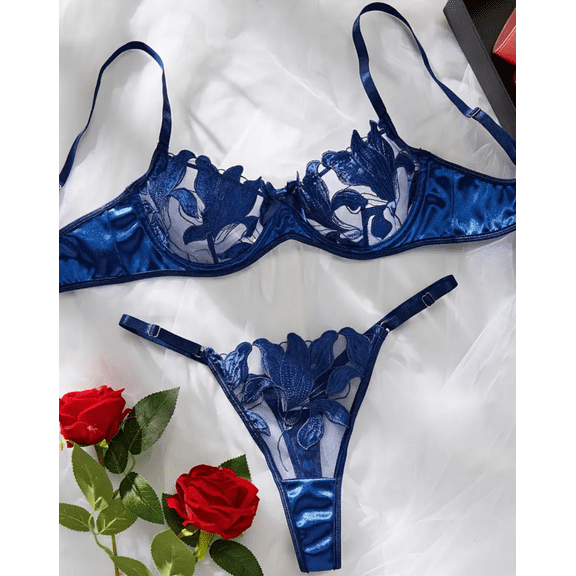 Blue Silk Lingerie Set Classy
