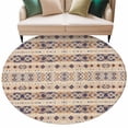 thumbnail image 2 of 6ft Washable Round Rug, Morocco Retro Non-Slip Circle Area Rug for Living Room Bedroom, Geometric Texture Nordic Ethnic Indoor Floor Mat for Home Decor, 2 of 9
