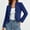 Blue, variant on Women Ruffled Open Front Cropped Denim Cardigan Long Puff Sleeve Vintage Elegant Ladies Spring Winter Outerwear