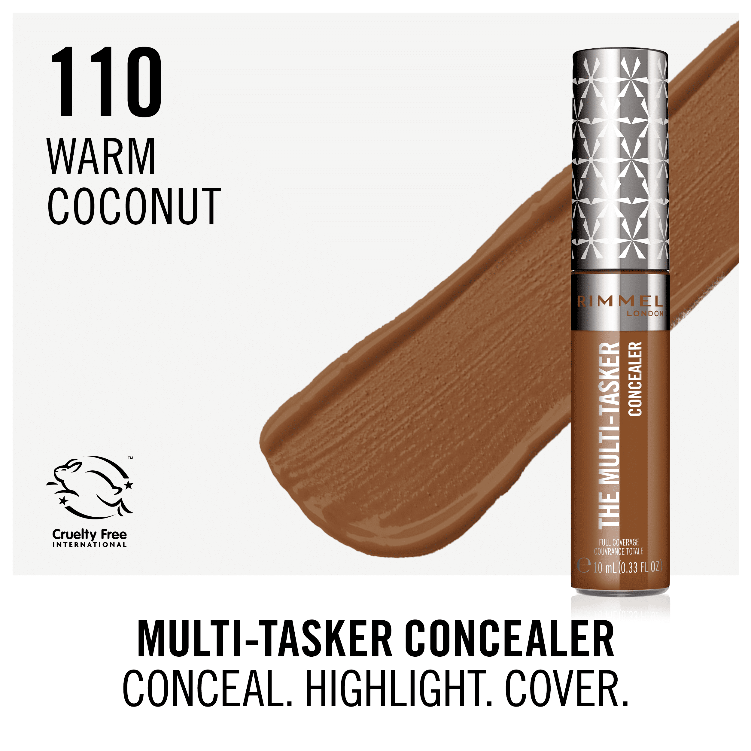 Rimmel Lasting Finish Multitasker Concealer, Warm Coconut 110, 0.33 fl oz