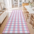 thumbnail image 3 of Hallway Runner Rug 2'x6', Blue Pink Plaid Kitchen Runner Rugs Non-Slip Carpet Mats, Watercolor Checkered Buffalo Farmhouse Bedside Rugs Runners Washable Floor Carpet for Bathroom Laundry Room, 3 of 8