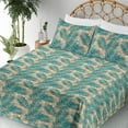 thumbnail image 3 of Ambesonne Leaves Greenery Fitted & Flat Sheet with Sham 3 Pcs Set, Art Leafy Pattern, Twin, Salmon White Sea Green, 3 of 5