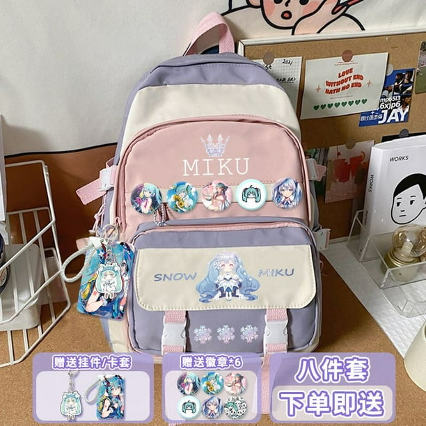 Mochila ligera reductora de peso con estampado de dibujos animados de gran capacidad para estudiantes masculinos y femeninos bidimensionales de anime Hatsune Miku