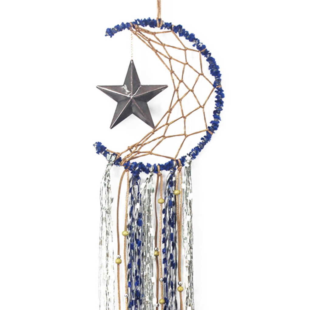 Oursunshine Dream Catcher Handmade Dreamcatcher Half Circle Moon Star Design with Feathers for Home Decoration Ornament