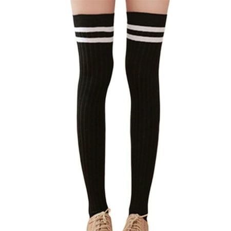 

IOAOAI 1 Pair Breathable Cotton Thick Knitted Over Knee Thigh Long High Socks Stockings