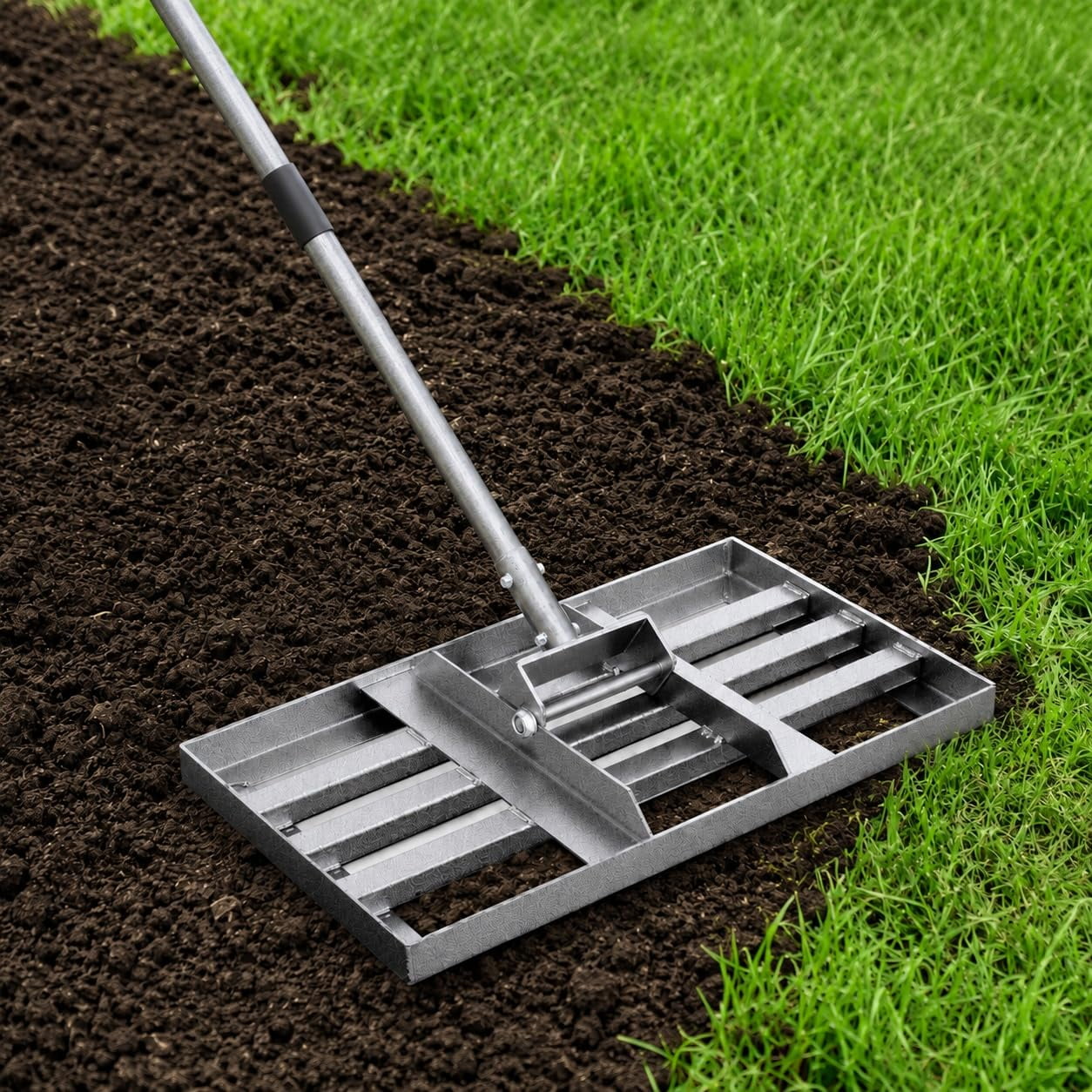 Lawn Leveling Rake Heavy Duty Lawn Leveler Tool with Adjustable Handle Steel Ground Leveling Rake for Spreading Soil Sand Compost & Top Dressing Yard Garden Farm Golf Course Tool