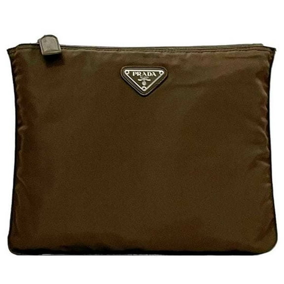 Pre-Owned Prada pouch ec-22889 brown tessuto nylon 59 PRADA plate triangle case (Good)