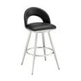 thumbnail image 2 of Lottech Swivel Counter Stool in Brushed Stainless Steel and Black Faux Leather, 2 of 12
