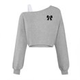 thumbnail image 6 of Edvintorg Sweatshirts for Teen Girls One Shoulder Cropped Sweatshirt Solid Color Long Sleeve Casual Pullover Top Lightweight Little Girls Clothes Size 5-15, 6 of 7