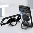 thumbnail image 7 of Designed for Google Pixel 8a Crystal Clear Back Case, Luxury Case with Lens Protector Drop Protective Magnetic Rotating Ring Kickstand Shockproof Thin Fit Phone Case Cover, Black, 7 of 7
