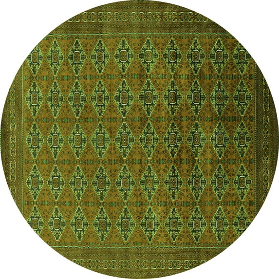 Ahgly Company Indoor Round Oriental Green Industrial Area Rugs, 8' Round