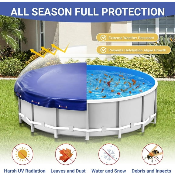 18FT Round Pool Cover for Above Ground Pools, Ultra Thick and Above Ground Pool Cover, Premium Cold and Resistant 18 FT Winter Pool Cover