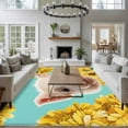 thumbnail image 3 of Funny Cute Pig Area Rugs 5x7 ft Farm Animal Yellow Sunflowers Teal Pastoral Washable Rug Non Slip Indoor Carpet Absorbent Floor Mat for Living Room Bedroom Dining Room, 3 of 9