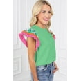 thumbnail image 6 of Women's Light Green Floral Sleeve Top with Ricrac Detailing - [ZhiHiMeRi] | (US 12-14)L, 6 of 7