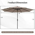 thumbnail image 3 of Costway Outdoor Heavy Duty Market Umbrella with Tilt Mechanism Crank Handle 8 Sturdy Ribs Tan, 3 of 10