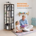 thumbnail image 6 of 4-Tier Rotating Bookshelf, Corner Book Tower with Swivel Design, Industrial Metal Floor Shelf for Magazines & Books, Narrow Storage Organizer for Living Room,Brown, 6 of 8