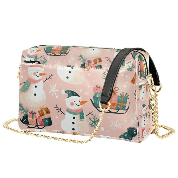 FORMRS Women Crossbody Purse with Chain Strap Vegan Leather Shoulder Handbag, Christmas Snowman