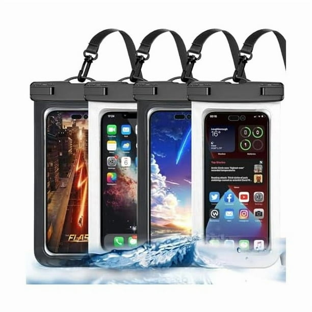 wonima02 Up to 8.3" 4 Pack Black White Universal Waterproof Phone Pouch, Large Phone Waterproof Case Dry Bag,Protection Level: IP68,Outdoor Sports for Apple iPhone,Samsung,and More,Black,White