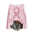 thumbnail image 1 of RXMEKW Chandail Graphique pour la Journée de Sensibilisation au Cancer du Sein pour Femmes, Col Rond, Manches Longues, Tricoté, 95 % Polyester 5 % Spandex, Noir, 1 of 4