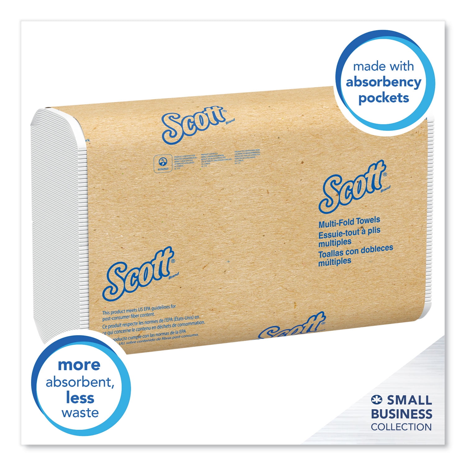 Scott Multi-Fold Towels, Absorbency Pockets, 9.4 x 9.2, White, 250 Sheets/Pack, 12 Packs/Carton -KCC03650 - 2
