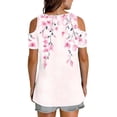 thumbnail image 6 of ZQUUVOU Women's Printing Blouses Short Sleeved V-Neck Off Shoulder Fashionable Top D-Pink, 6 of 6