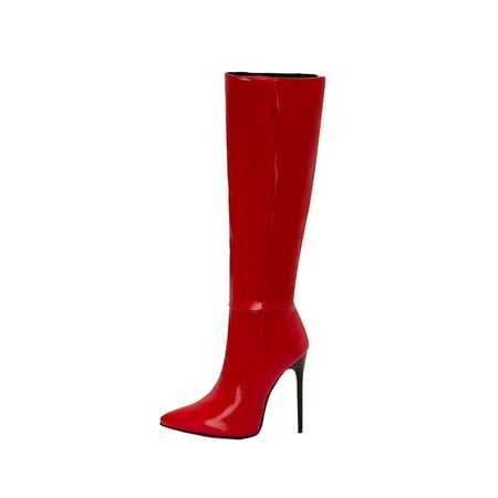 

Juebong Boots on Clearance 2023 Knee High Boots for Women Stiletto Heel and Pointed Toe Dress Long Shoes Leather Zipper Booties Classic and Sexy High Heel Punk Boots Zipper