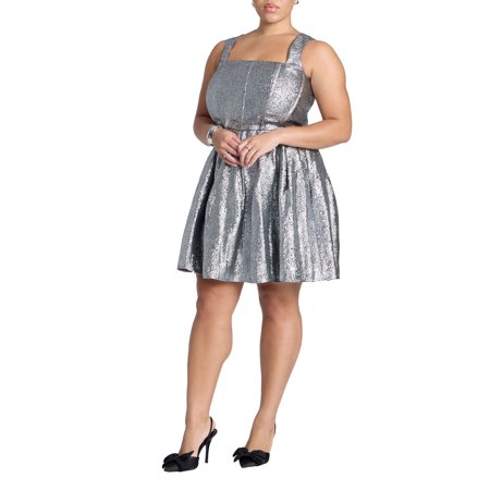 ELOQUII Women's Plus Size Corset Bodice Flare Mini Dress