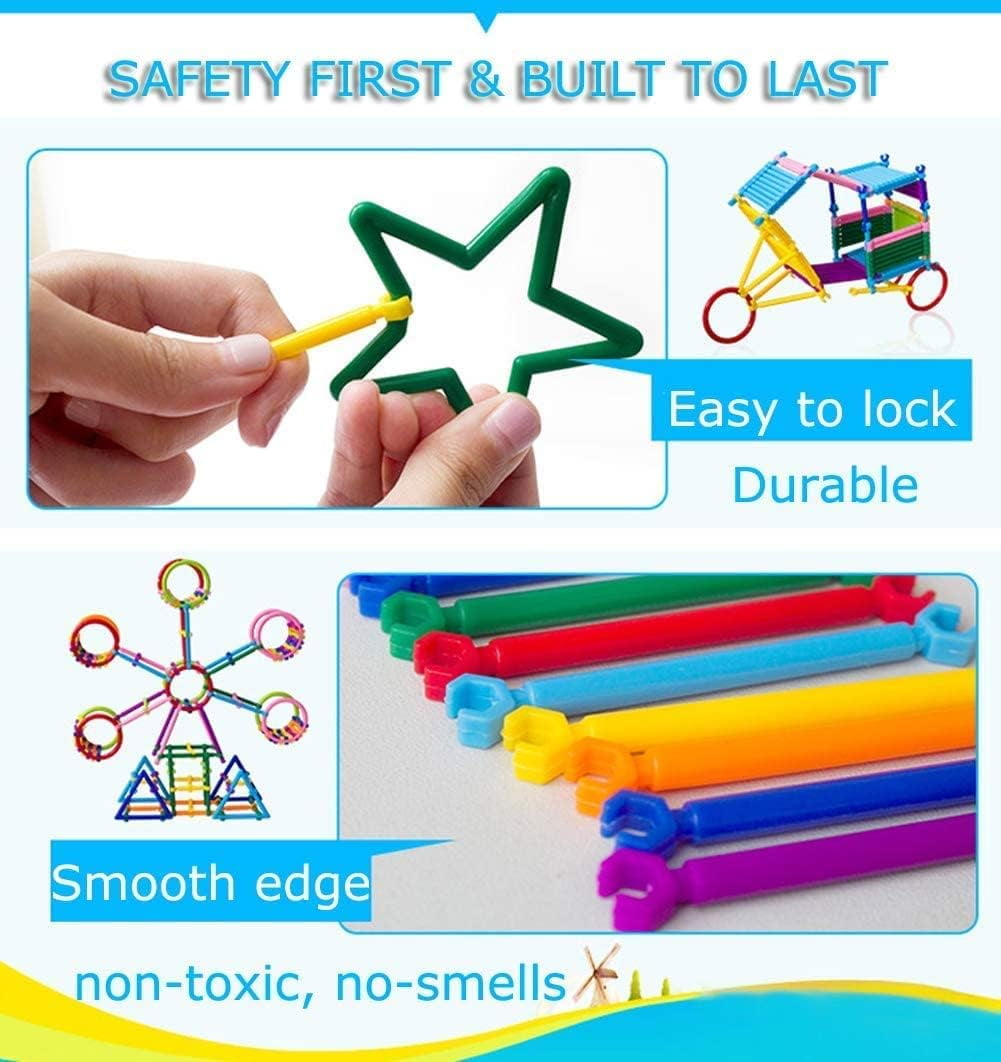 1000 PCS Building Toy Building Blocks Bars Different Shape Educational Construction Engineering Set 3D Puzzle, Interlocking Creative Connecting Kit, Building Construction Toys A Great STEM Toy