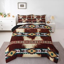 Castle Fairy Tribal Aztec Full Size Comforter Sets,Farmhouse Cow Print Bedding Sets