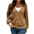thumbnail image 1 of Tops de Mujer Camisas de Manga Larga Otoño Casual Moda Cuello en V Blusa de Cárdigan Sólida Odeerbi ODB149305, 1 of 3