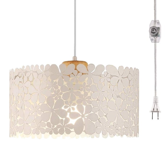 Kiven Plug in Pendant Light, Modern Hanging Light Fixture with 15FT Plug in Cord, Iron Chain and On/Off Dimmer Switch E26 Socket