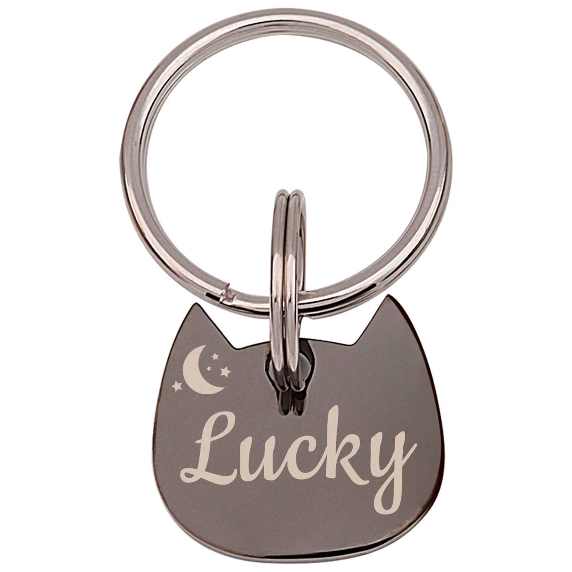 Anavia Stainless Steel Kitten Head Name and Icon Engraved Dog & Cat ID Tag, Black