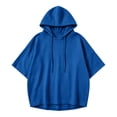 thumbnail image 4 of Teylalorva Outerwear Jackets for Womens Everyday Hooded Batwing Sleeve Sports Sweatshirt Fall Winter Blue Size L, 4 of 9