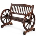 thumbnail image 2 of Ktaxon 46in Wood Garden Bench Patio Rustic Fir Wood Wagon Wheel Bench for Outdoors, Carbonized, 2 of 10