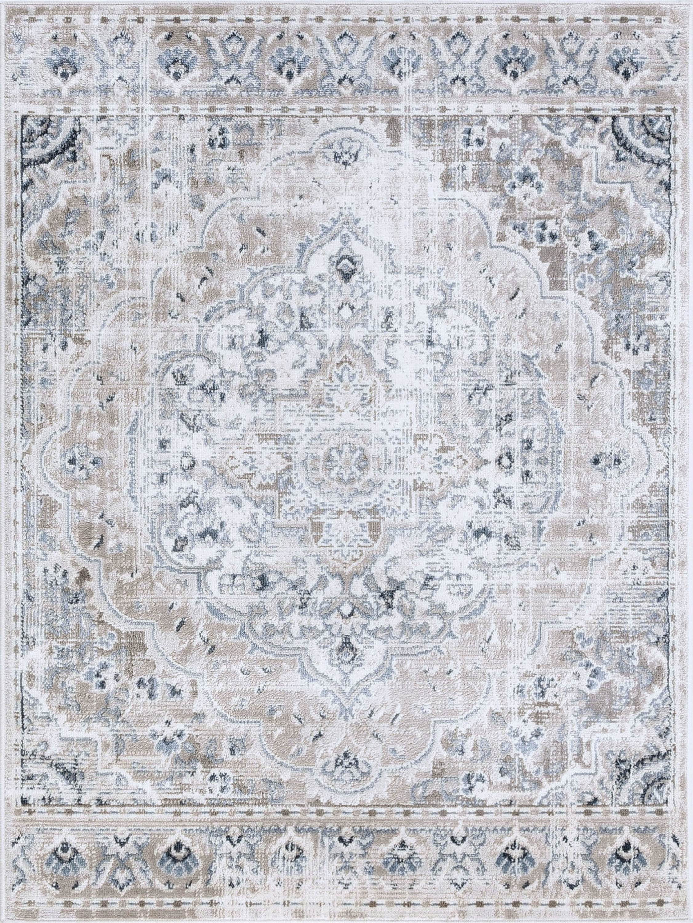 Bliss Rugs Vintage Traditional Medallion Area Rug, Indoor Rugs for Living Room, Dining Room, Bedroom | Gray, 4' x 6' (4'x5'3'')