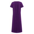 thumbnail image 5 of CHOK Robe Décontractée en Lin à Manches Courtes Col Rond pour Femmes Couleur Unie Coton Lin Robe d'Été 2024 avec Poches Gris TG, 5 of 5