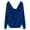 Blue, variant on Sweater For Women Long Sleeve V Neck Slouchy Style Sweater Pearl Decoration Solid Color Ribbed Knit Sweater Casual Relaxed Fit Pullover Jumper Gray L