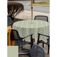 thumbnail image 5 of Outdoor Tablecloth with Umbrella Hole for Patio/Picnic/Party/Camping, Sage Green Geometric Waterproof Table Cloth Square Cover Washable, Minimalism Solid Color Striped Lines (54"x 54"), 5 of 8