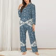 thumbnail image 3 of Kll Vintage Persian Colored Blue Print Women'S Long Sleeve Pajamas With Pants Sleepwear Loungewear 2 Set-X-Large, 3 of 9