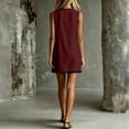 thumbnail image 6 of ClodeEU Women's Sleeveless Peter Pan Collar Contrast Trim Mini Dress, Casual A-Line Sundress with Pockets Wine,Women's Plus S, 6 of 6