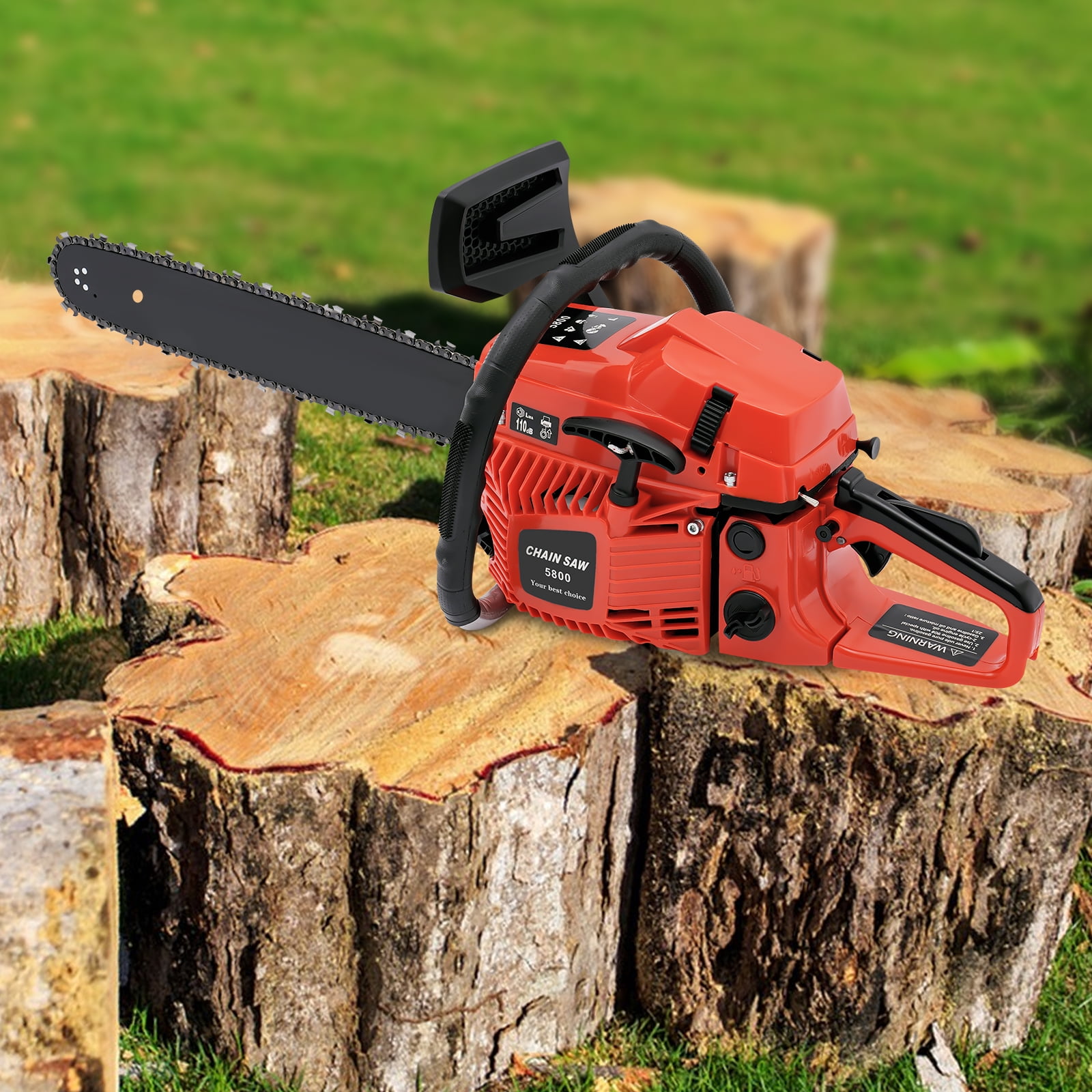 20 Inch Chainsaw 58cc Leightweight Handed Petrol Gasoline Chain Saw with 0.15gal Tank Capacity 2-Stroke Engine Chainsaw with 58cc Displacement 10500rpm High Speed and 2.6kw High Power