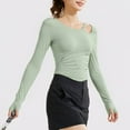 thumbnail image 5 of SwiftWear Women's Workout Top Long Sleeve Asymmetric Neck Yoga Shirt with Side Cutout, Breathable Fitness Tops & Activewear Green, 5 of 9