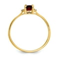 thumbnail image 2 of 14K Yellow Gold Ring Band with Stones (01) January Garnet Oval Red Diamond Round White, Size 8, 2 of 5