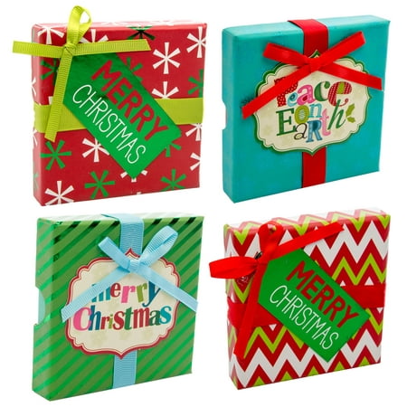 North Pole Treasures (Set Of 4) Merry Christmas Gift Card Holder Unique Holiday Gift Boxes With Lids