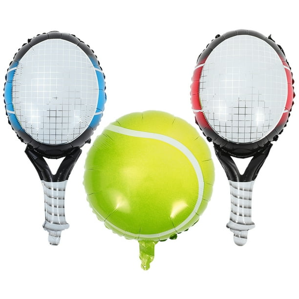 KAKOWELY 1 juego de globos y raquetas de tenis, decoración para despedida de soltera, globos de aluminio duraderos para fiestas de cumpleaños de tenis.